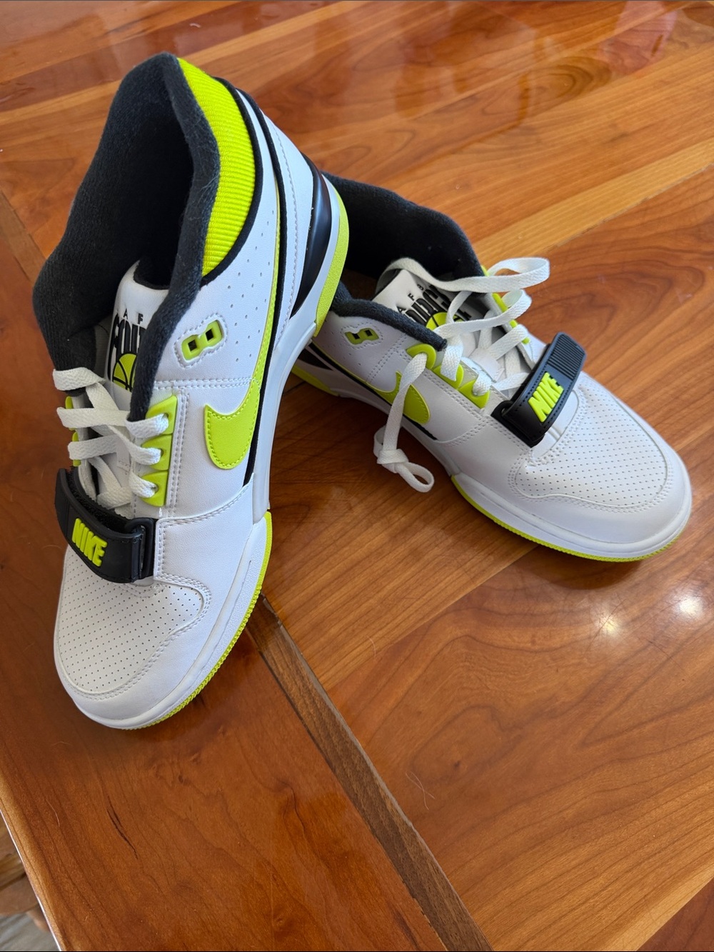 Nike White Neon Yellow and Black Low-Top Sneakers- Billie Eilish